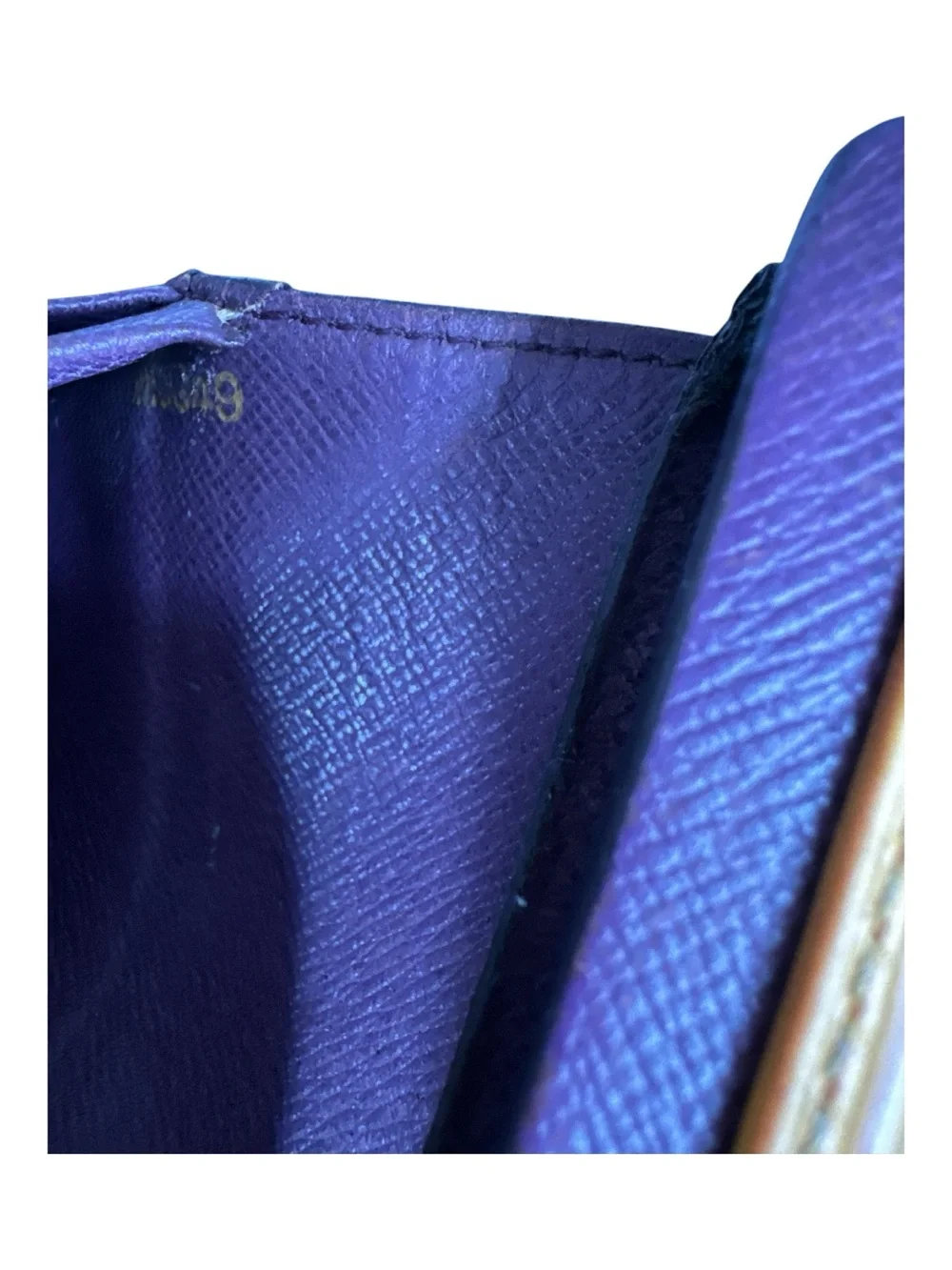LOUIS VUITTON Epi Leather Wallet in Classic Tassil Yellow w/Purple Interior